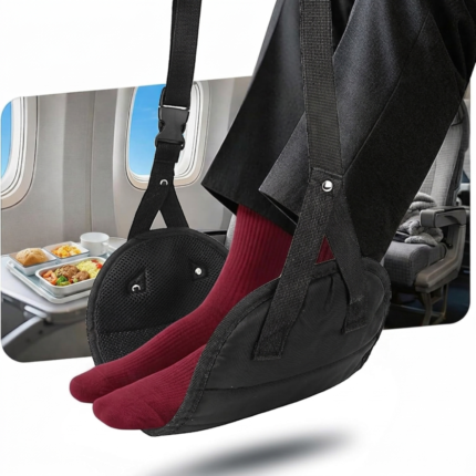 Ergonomic Airplane Foot Hammock(Memory Foam)-Ultimate Comfort Foot Hammock for Plane Travel Essentials to Relax Your Feet, Portable Airplane Foot Rest with Adjustable Strap, Perfect for Long Flight